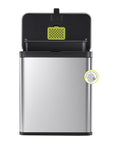 EKO Deluxe Puro Compost Bin with Liner - 7L / 1.85 Gal (Stainless & Black) – Odor Resistant