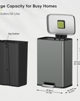 Madison Nardo Grey Stainless Steel 50 Liter/13.2 Gallon Step Trash Can