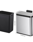 EKO Deluxe Puro Compost Bin with Liner - 7L / 1.85 Gal (Stainless & Black) – Dimensions