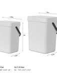 EKO Puro Compost Bin with Lid - White 5L / 1.32 Gal – Dimensions