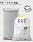 EKO Hudson 75L / 19.8 Gal Step Can with Bag Compartment - Stainless Steel – Perfect fit with EKO Code G kitchen trash bags