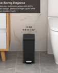 EKO Stella 6 L/1.6 Gal Small Bathroom Step Trash Can - Matte Black – Space-Saving Elegance