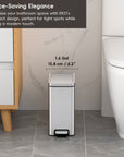 EKO Stella 6 L/1.6 Gal Small Bathroom Step Trash Can - Stainless Steel – Space-Saving Elegance