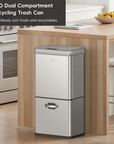 EKO Vintage Dual Compartment 32L + 18L Stainless Steel Motion Sensor Trash Can – Effortlessly sort trash and recyclables