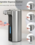 EKO Aroma Pro 13.5 fl oz Touchless Automatic Liquid Soap Dispenser-Stainless Steel – Adaptable Dispense Control