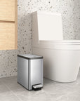 EKO EcoCasa II Slim Step Trash Can with Liner - 6L / 1.6 Gal - Matte Stainless Steel – Bathroom