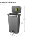 EKO HANA 45L/ 11.9 Gallon Plastic Resin Step Kitchen Trash Can-Gray – Large Capacity for Busy Homes