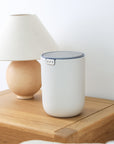 EKO Fandy Table Bin with Swing-Top Lid - White 1.5L / 0.4 Gal – Bedside