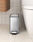 EKO EcoCasa II Slim Step Trash Can with Liner - 6L / 1.6 Gal - Matte Stainless Steel – Next to Toilet