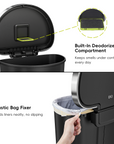 EKO HANA Semi-Round 55L/ 14.5 Gallon Plastic Resin Step Kitchen Trash Can-Black – Built-ln Deodorizer
Compartment – Plastic Bag Fixer