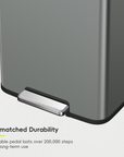 Madison Nardo Grey Stainless Steel 50 Liter/13.2 Gallon Step Trash Can