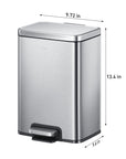 EKO Madison Step Can With Liner - 12L / 3.2 Gal - Stainless Steel – Dimensions