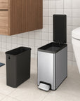 EKO EcoCasa II Slim Step Trash Can with Liner - 6L / 1.6 Gal - Matte Stainless Steel – Removable Liner