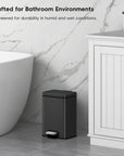 EKO Madison Step Trash Can With Liner - 6L / 1.6 Gal - Matte Black – Crafted for Bathroom Environments