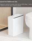 EKO Brio 10L / 2.6 Gallon in White Compact Design Motion Sensor Trash Can – Waterproof for Bathroom Use