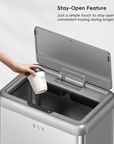 EKO Vintage Dual Compartment 32L + 18L Stainless Steel Motion Sensor Trash Can – Stay-Open Feature - Just a simple touch to stay open for convenient tossing during longer tasks