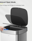 EKO Ecosmart Sensor Can - 80L / 21.1 Gal Tall and Large Kitchen Trash Can – Manual Open Mode - Press to keep the lid open for extended tasks