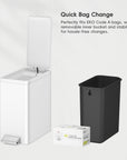 EKO EcoCasa II Slim Step Can with Liner 6L / 1.6 Gal Matte White Trash Can – Quick Bag Change - Perfectly fits EKO Code A bags, with a removable inner bucket and stabilizer for hassle-free changes
