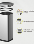 EKO Ecosmart Sensor Can - 80L / 21.1 Gal Tall and Large Kitchen Trash Can – Bag ring holds bag in place - Fingerprint resistant - Detachable lid for
easy emptying