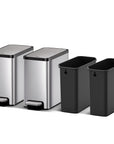 EKO EcoCasa II Slim Step Can with Liner 2 Pack Combo Set – 6L / 1.6 Gal – Black Liner
