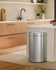Mirage Semi-Round 47 Liter / 12.4 Gallon Motion Sensor Trash Can - Matte Stainless Steel