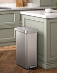 Hudson Slim 50 Liter / 13 Gallon Matte Stainless Steel Step Trash Can with Lid
