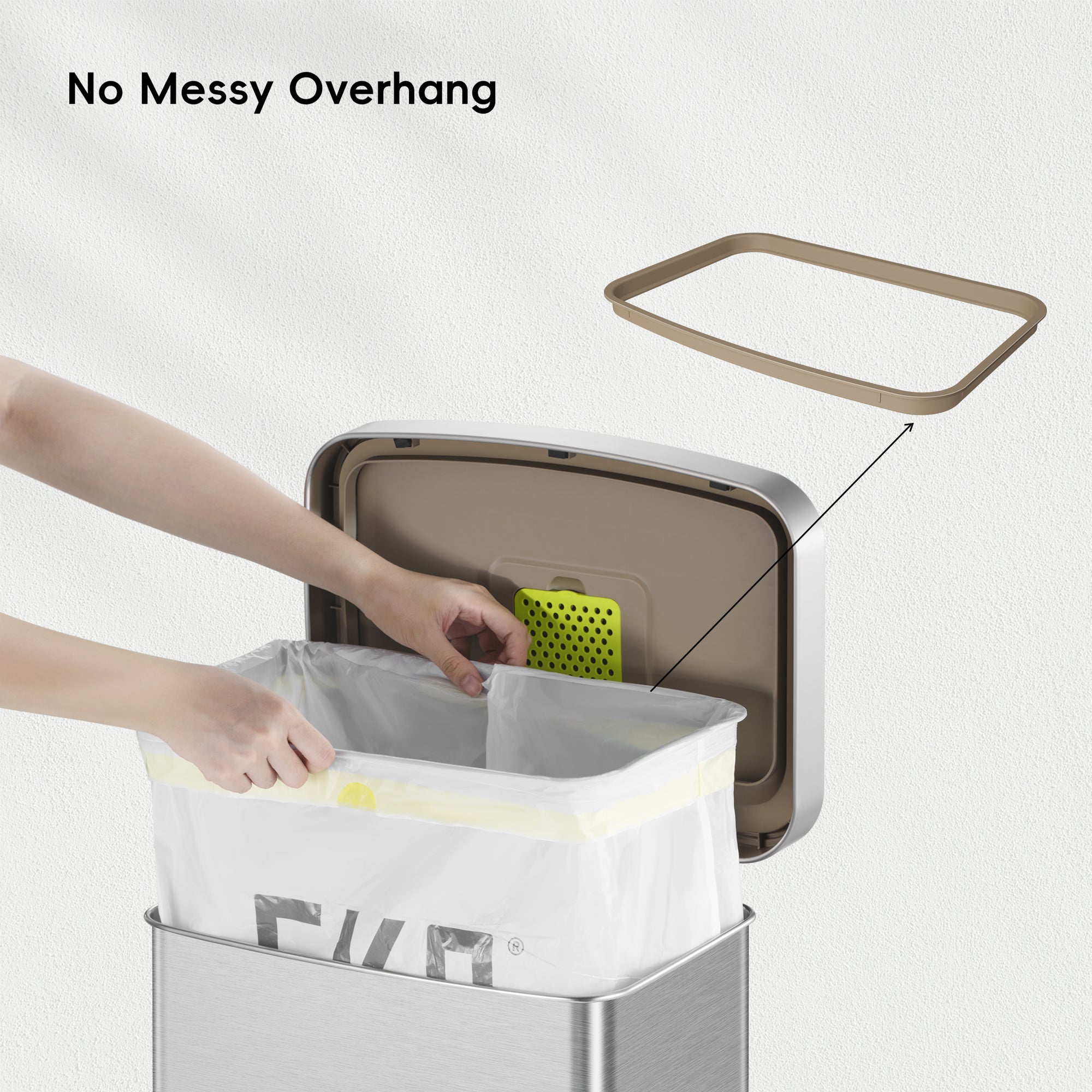 EKO Hudson 75L / 19.8 Gal Step Can with Bag Compartment - Stainless Steel – No Messy Overhang