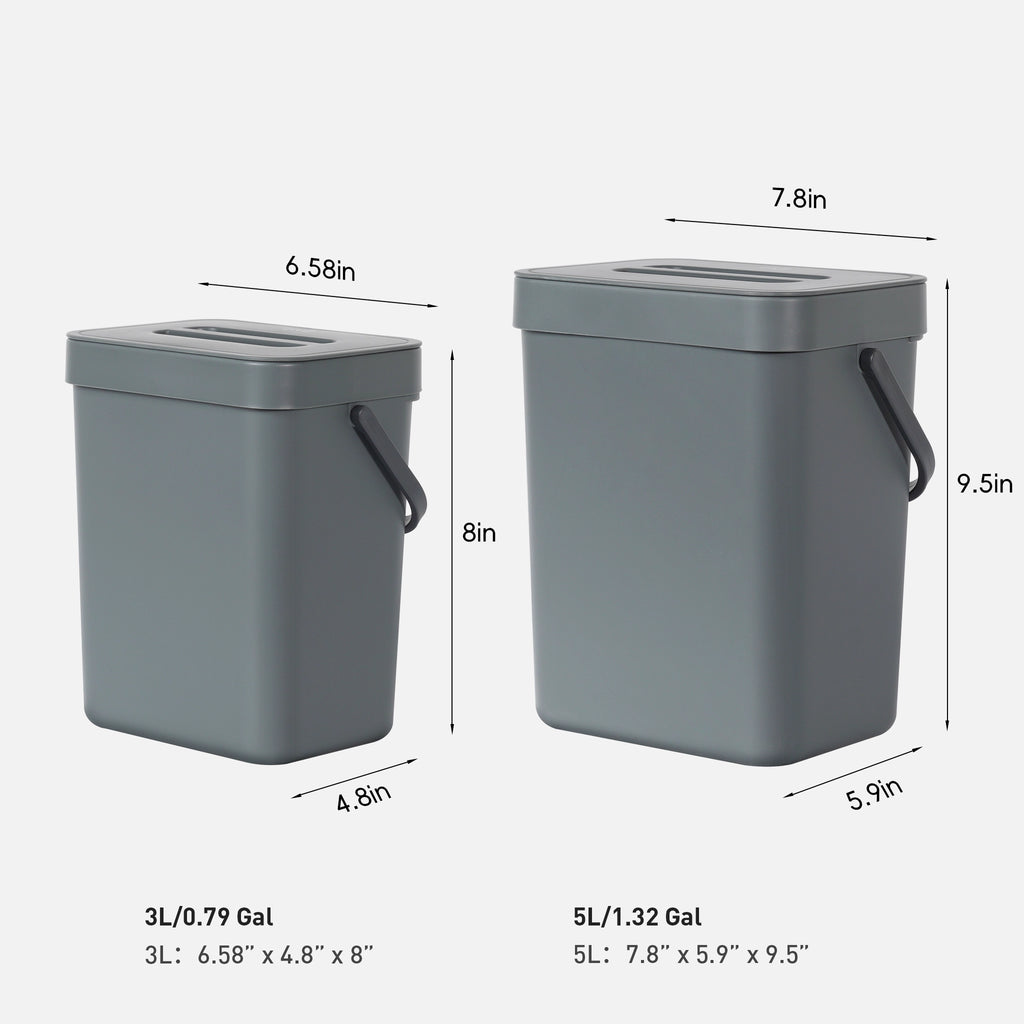 Puro Compost Bin with Lid Dark Gray