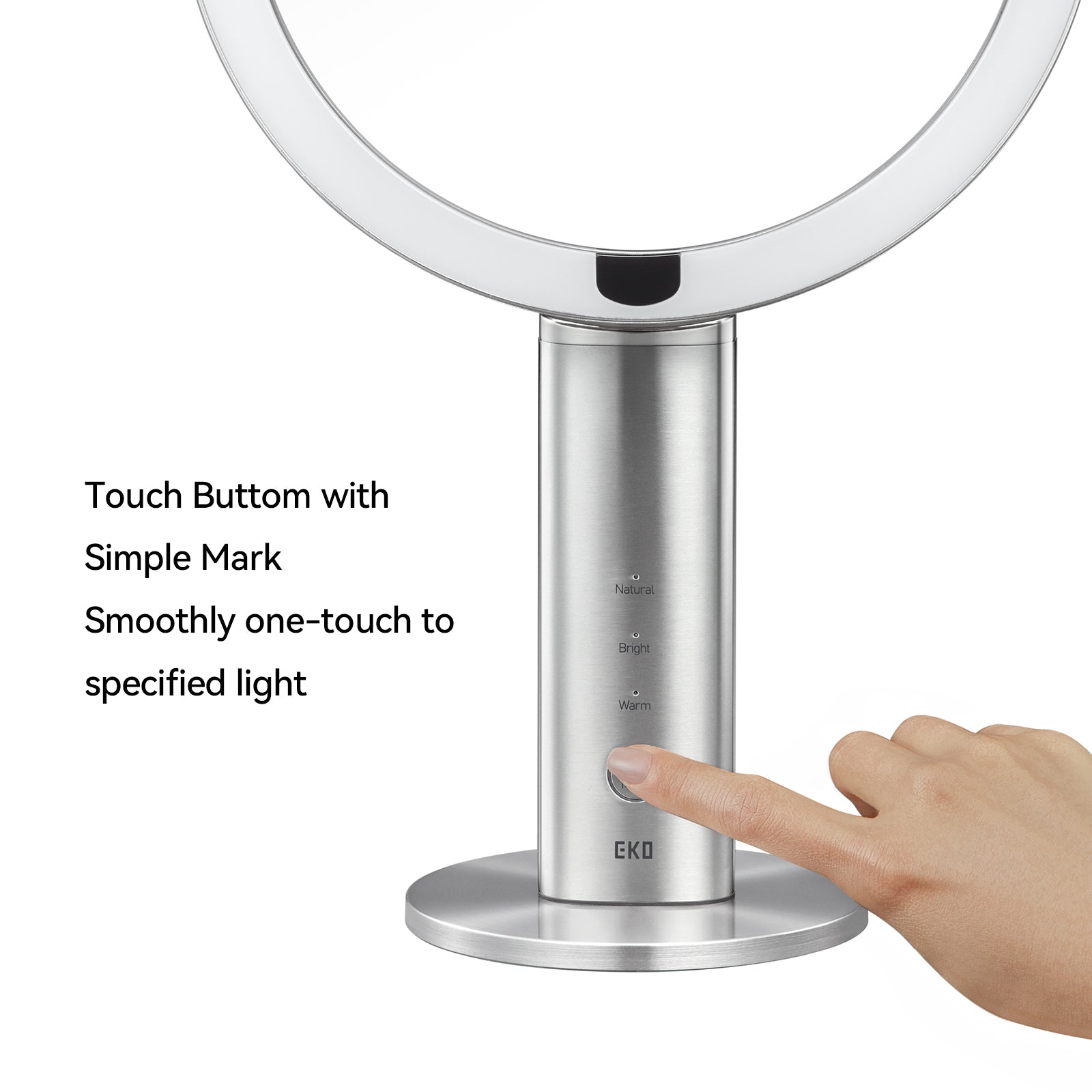iMira Pro 8" 1X/5X Double Sided Sensor Mirror - Stainless Steel – Touch Button with Simple Mark Smoothly one-touch to specified light