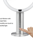 iMira Pro 8" 1X/5X Double Sided Sensor Mirror - Stainless Steel – Touch Button with Simple Mark Smoothly one-touch to specified light