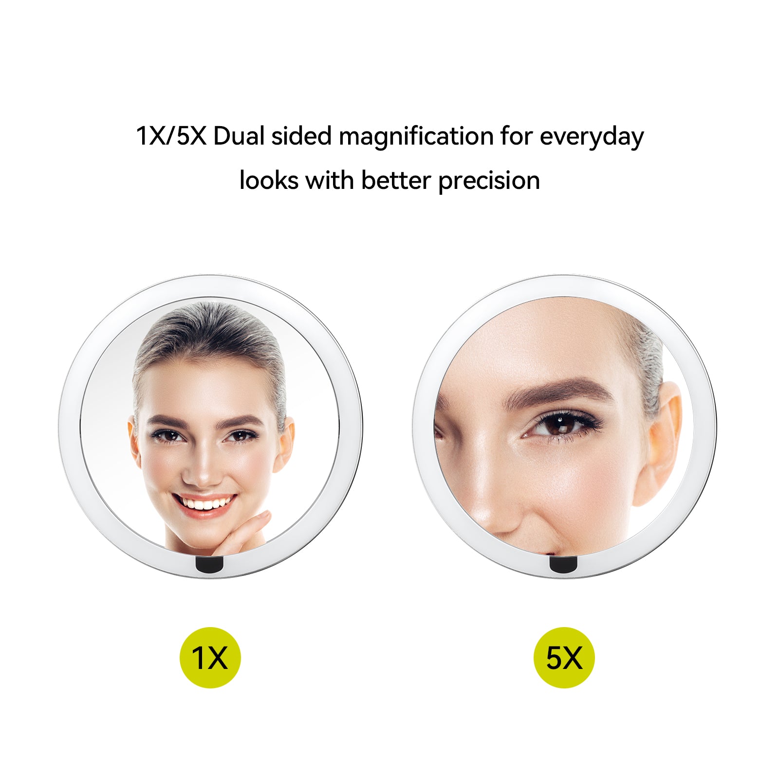 iMira Pro 8" 1X/5X Double Sided Sensor Mirror - Stainless Steel – IX/5X Dual sided magnification for everyday
looks with better precision