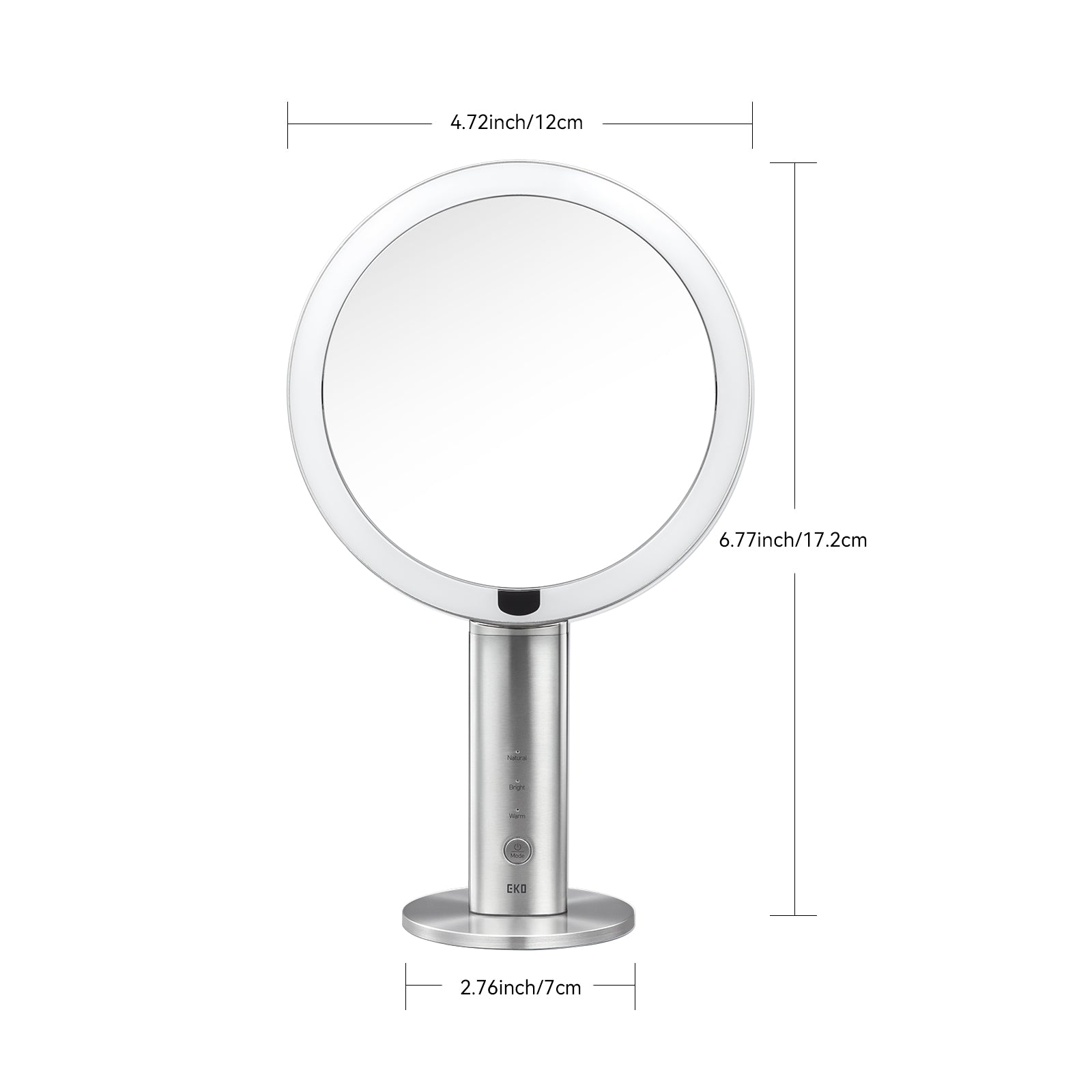 iMira Pro 8" 1X/5X Double Sided Sensor Mirror - Stainless Steel – Dimensions
