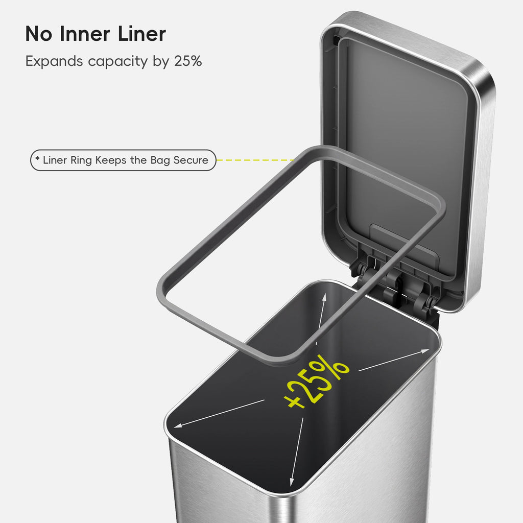 Hudson Slim Stainless Steel Step Trash Can 50 L / 13.2 Gal