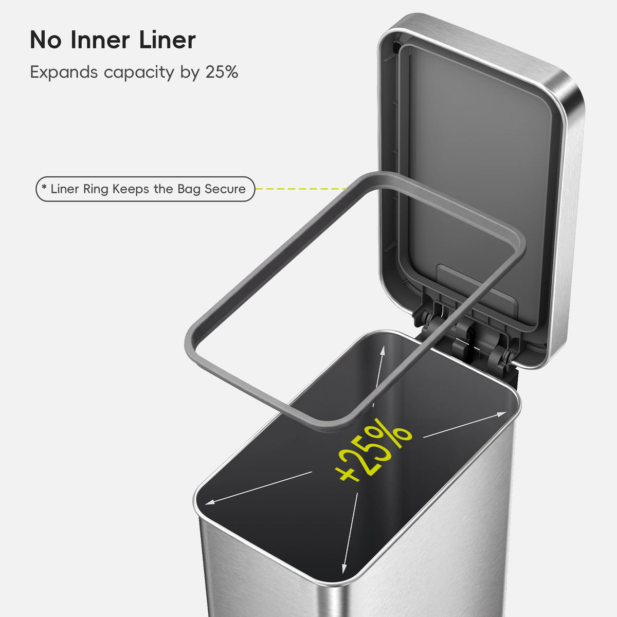 Hudson Slim Stainless Steel Step Trash Can 50 L / 13.2 Gal