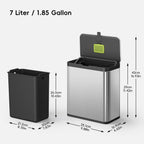 Deluxe Puro Compost Bin with Liner 7 L / 1.85 Gal