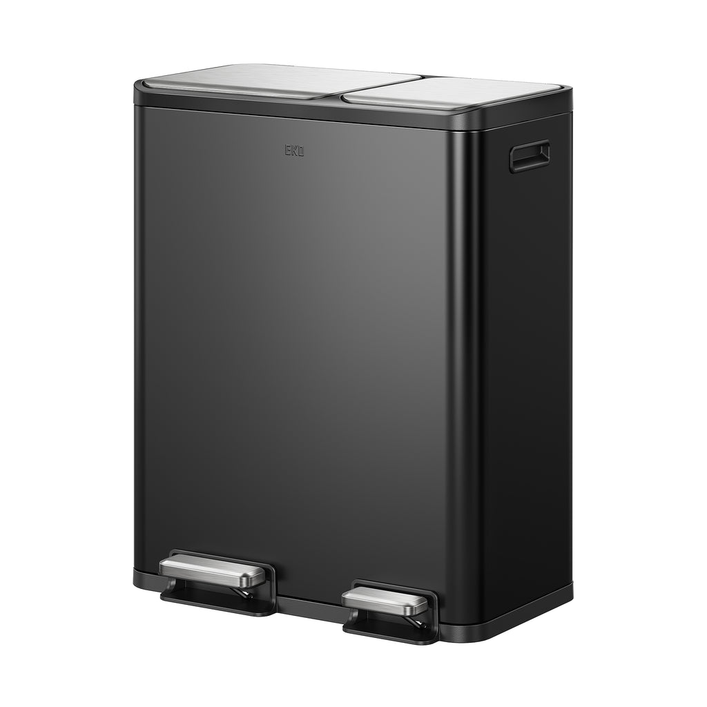 EcoCasa Dual Compartment Step Recycling Trash Can, 30+20 L / 8+5.3 Gal, Stainless Steel