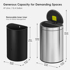 Mirage Semi-Round Motion Sensor Trash Can 47 L / 12.4 Gal