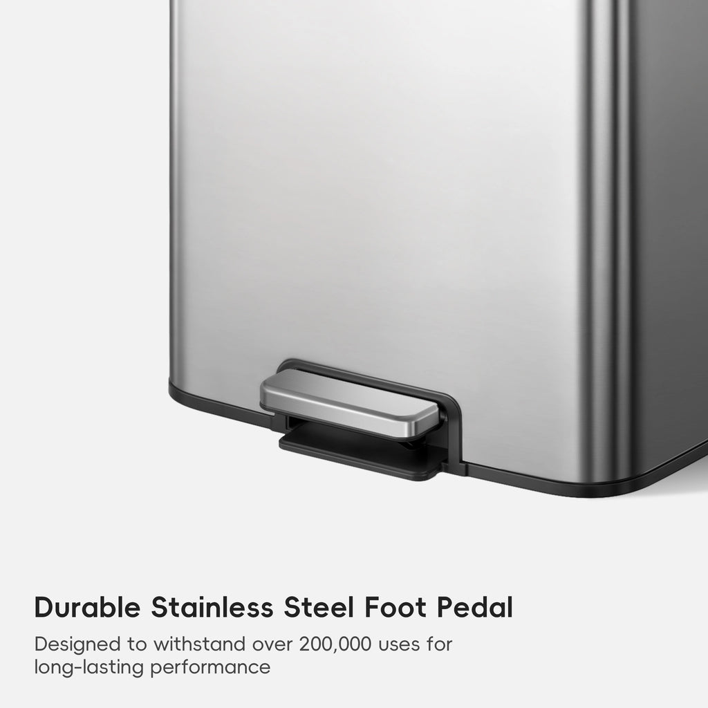 Maxwell Step On Foot Pedal Trash Can Stainless Steel