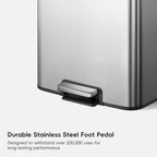 Maxwell Step On Foot Pedal Trash Can Stainless Steel