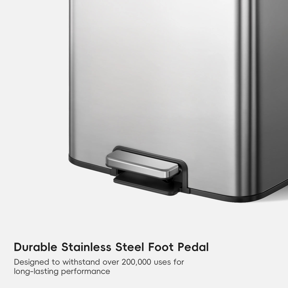 Maxwell Step On Foot Pedal Trash Can Stainless Steel