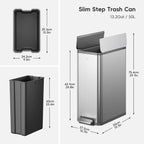 X-Wing Slim Step Trash Can with Dual Wing Lid 50 L / 13.2 Gal