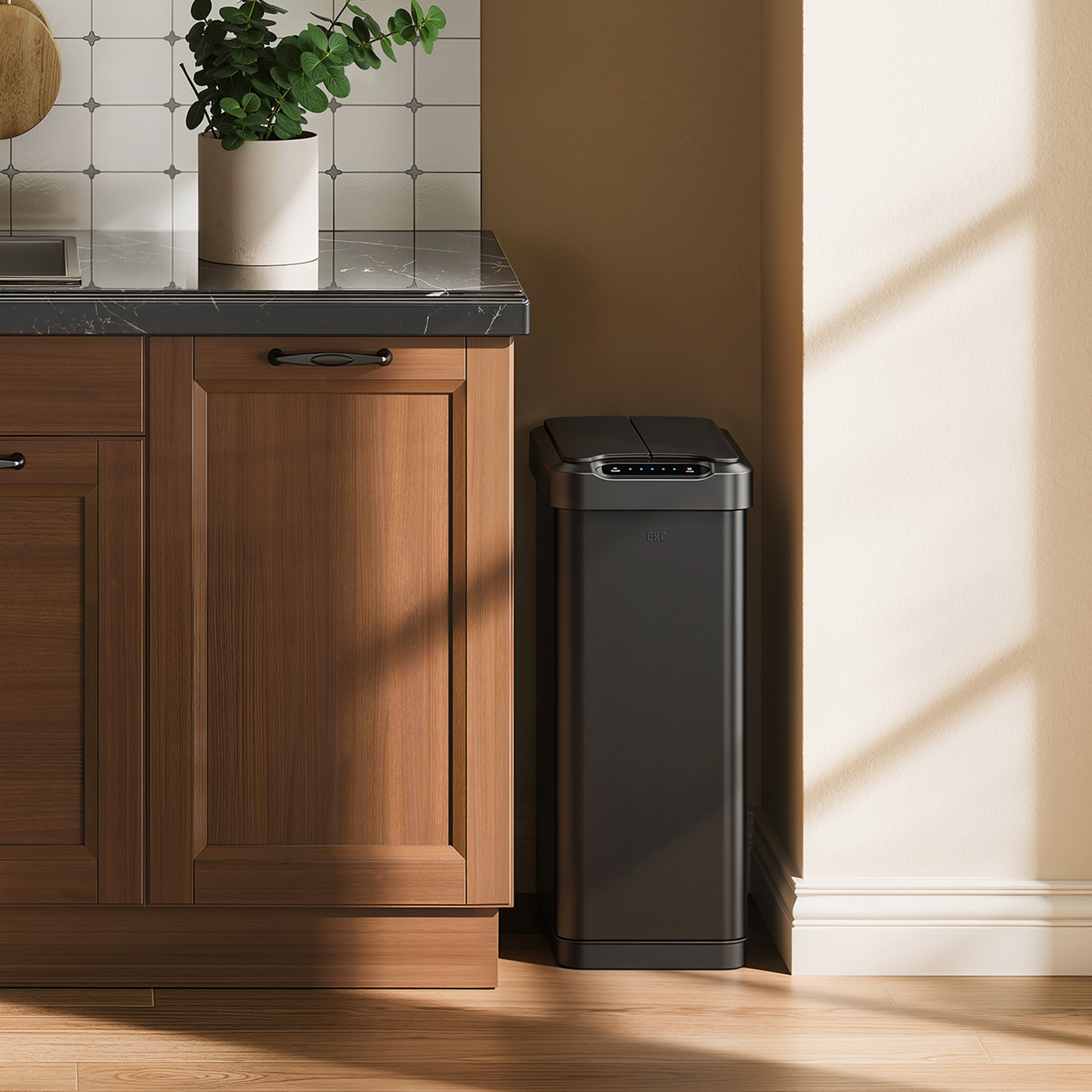 Phantom-T 50L / 13.2 Gal Sensor Can with Dual Wing Lid-Matte Black