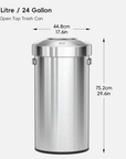 Urban Round Open Top Can Commercial Grade – 90L / 23.7 Gal