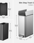 X-Wing 50L / 13.2 Gallon Slim Step Trash Can with Dual Wing Lid
