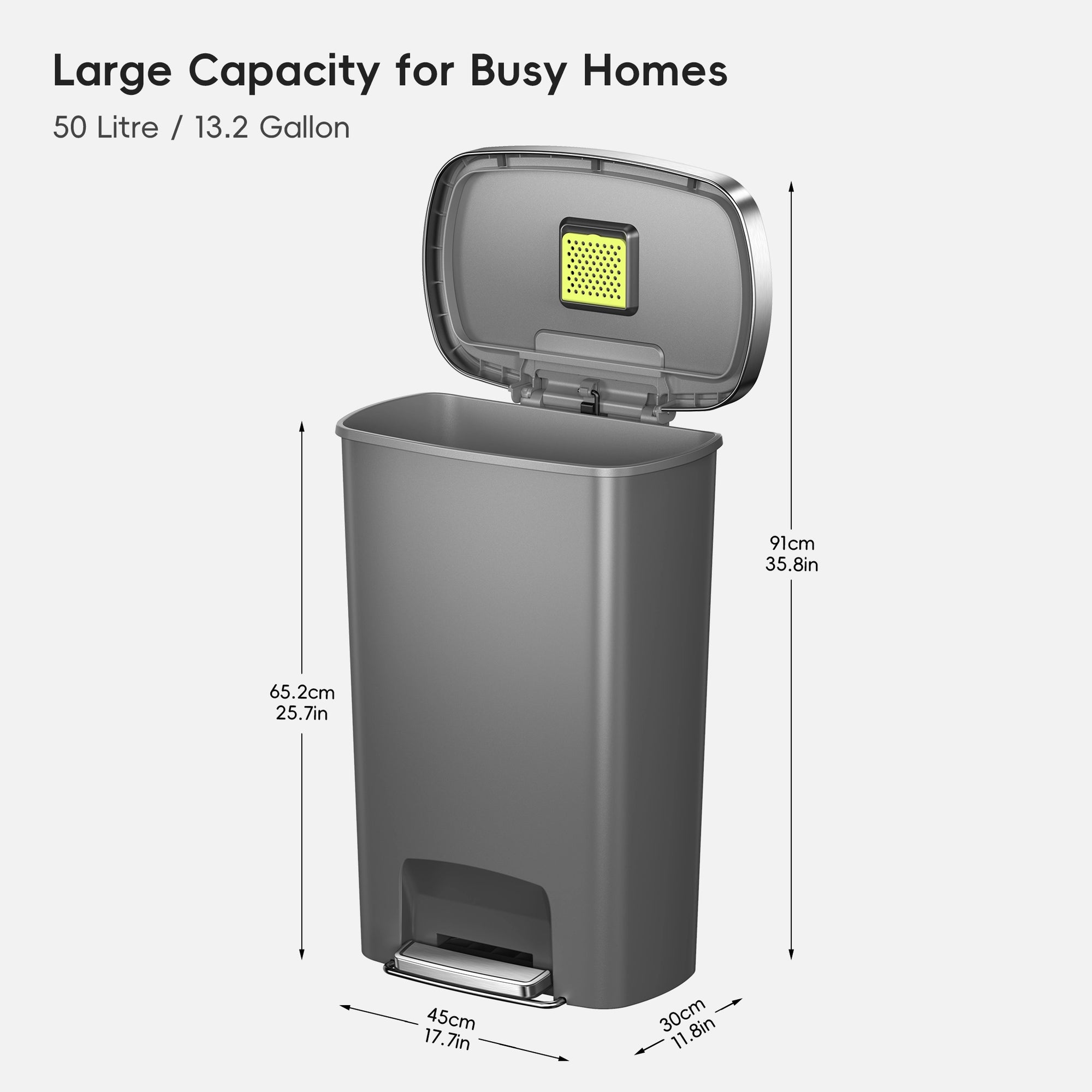 Hana Select Plastic Resin Step Trash Can 50 L / 13 Gal