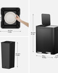 Edison Dual Compartment Step Can with Removable Inner Liners 30+30 L / 8+8 Gal