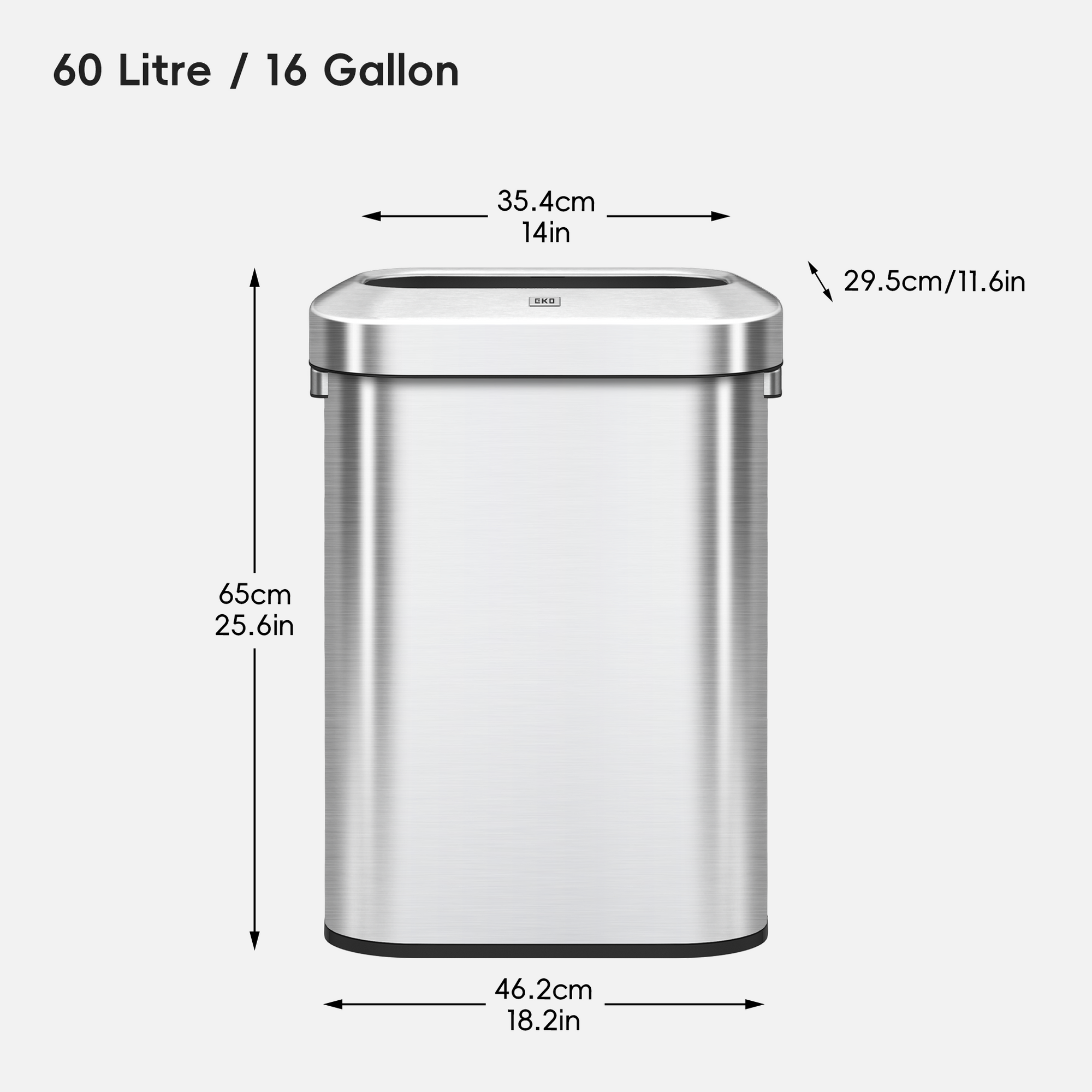 Urban Slim Open Top Can Commercial Grade - 60L / 16 Gal