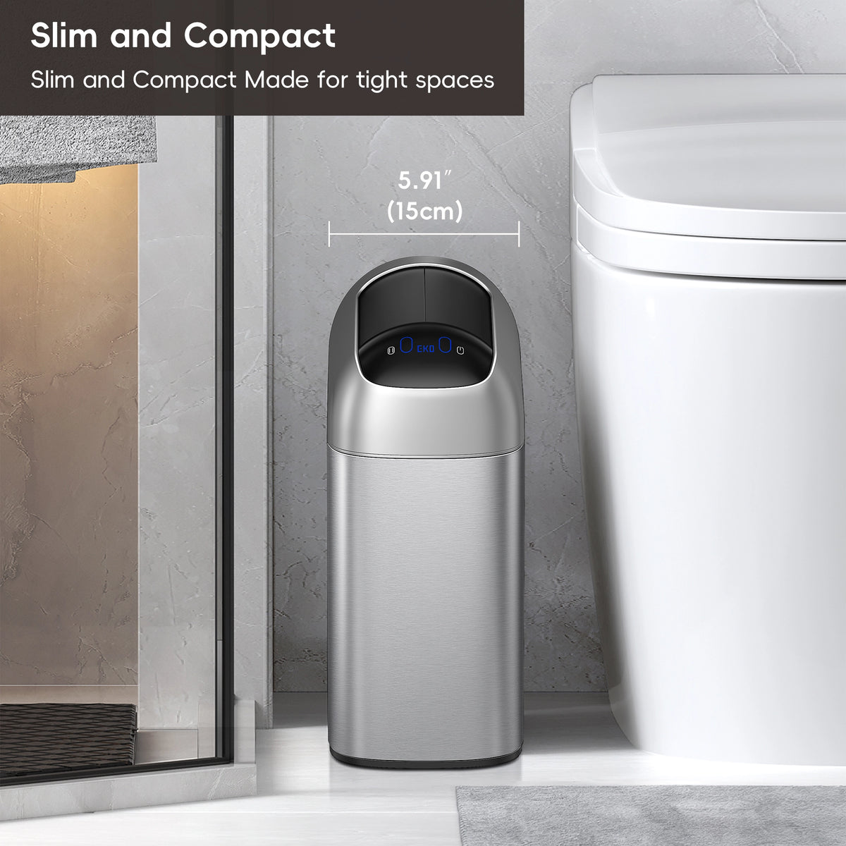 Astro Slim Sensor Trash Can with Butterfly Lid 10 L / 2.6 Gal