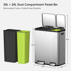 EcoCasa Step Recycling Can Dual Compartment 30+20 L / 8+5.3 Gal
