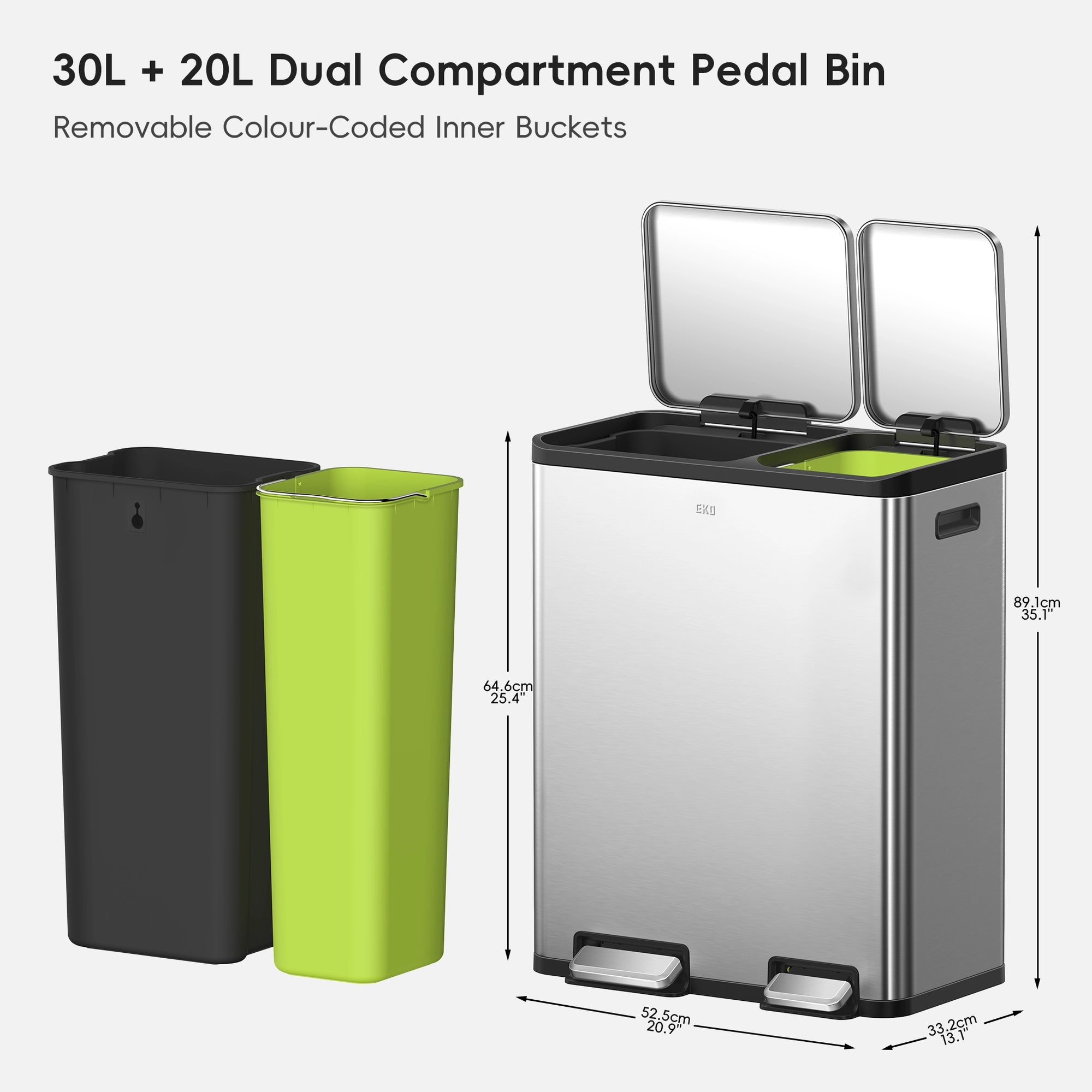 EcoCasa Step Recycling Can Dual Compartment